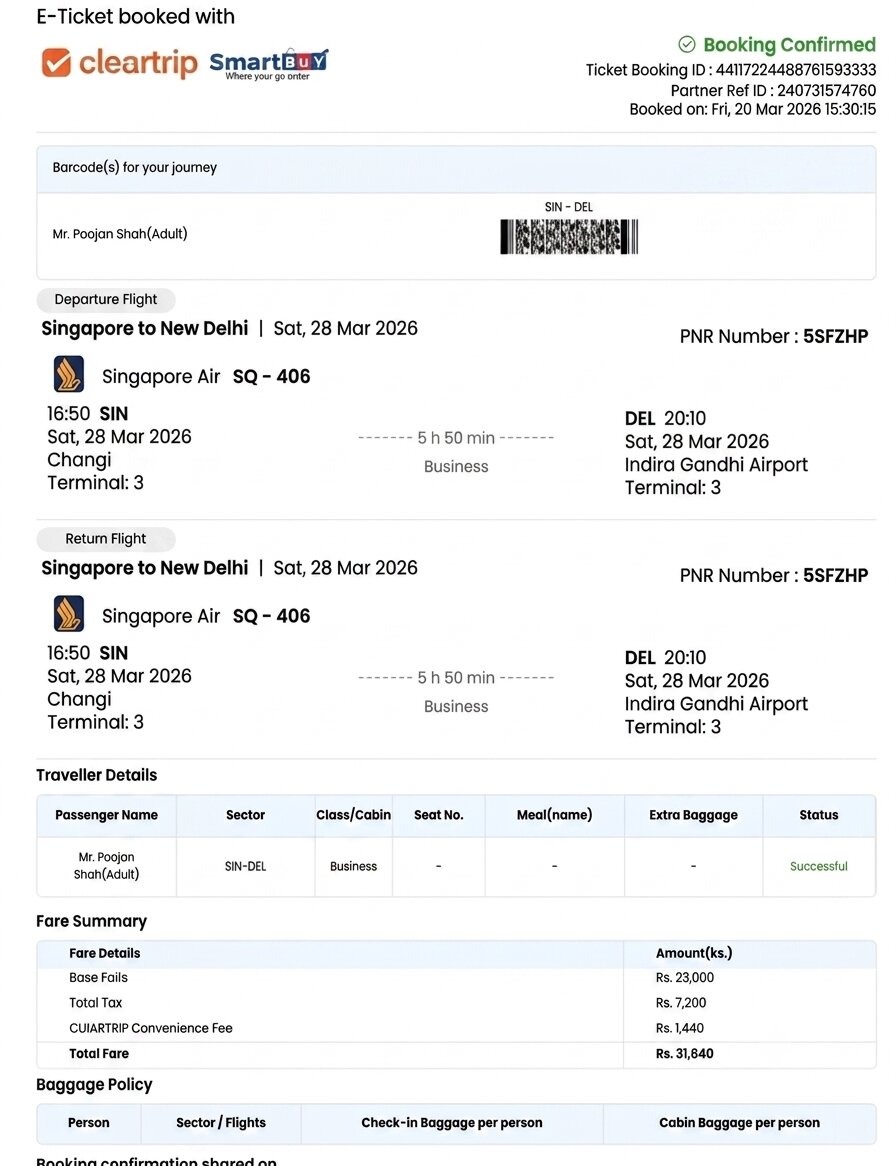 Hinflugticket